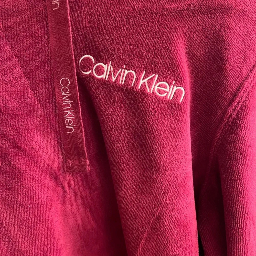 CALVIN KLEIN~WINE VELOUR HOODIE~ S - Picture 4 of 10